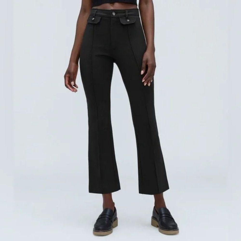 Everlane The Work It Ponte Knit High Rise Cotton Pant Black 2